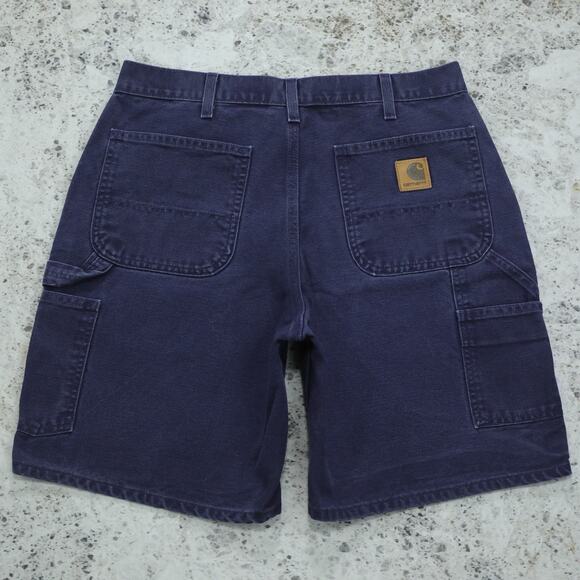 RARE Vintage Carhartt B25 MDT Midnight Dark Blue Carpenter Shorts 33x8.25 - Picture 1 of 14